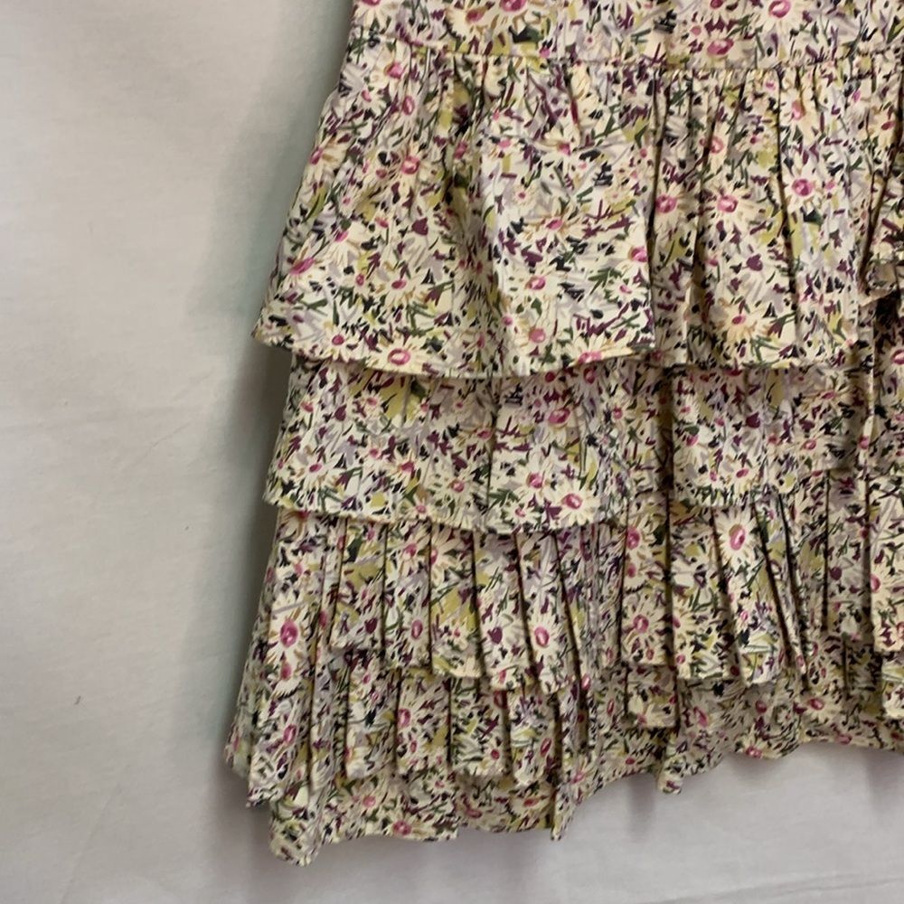 J. Crew Liberty of London Ivory Purple Floral Strapless Tiered Mini Dress Size 0 - Picture 6 of 16
